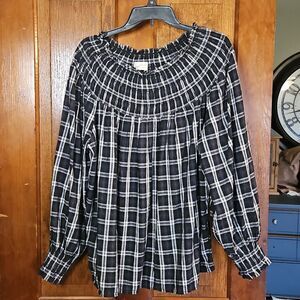 Universal Thread Black and White Checkered Blouse XXL